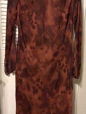 ASOS Curve Rust Brown Tie-Dye Long Sleeve Midi Dress